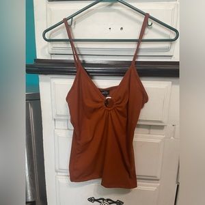 Rue 21 Brown Tank Top with Metal Middle Ring